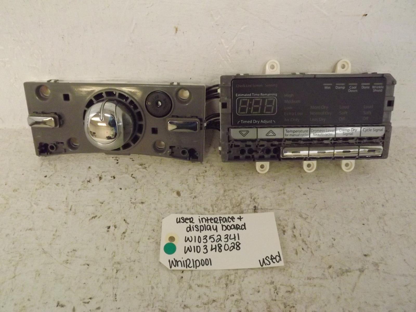 Whirlpool Dryer W10352341 W10348028 User Interface & Display Board Used Whirlpool Dryer W10352341 W10348028 User Interface & Display Board Used